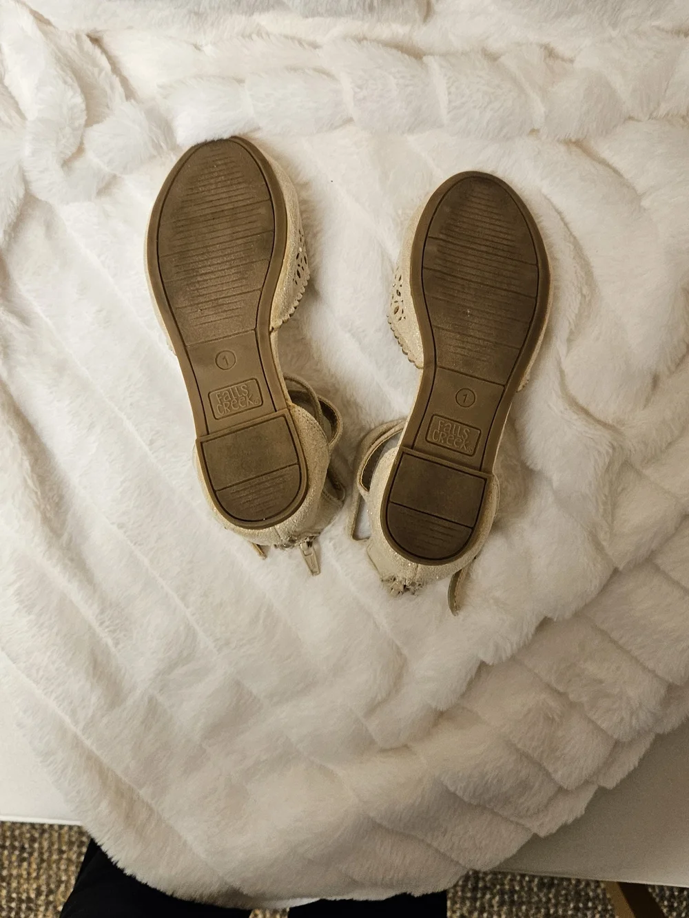 Falls Creek Taupe Laser-Cut Ankle-Strap Flats
